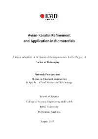 Avian-Keratin Refinement and Application in Biomaterials