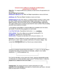 Calculus Lab 4—Difference Quotients and Derivatives (Edited from U. Of