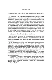 GENERAL DESCRIPTION of the MITHRAEUM at PONZA In