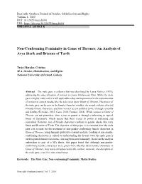 Non-Conforming Femininity in Game of Thrones: an Analysis of Arya Stark and Brienne of Tarth