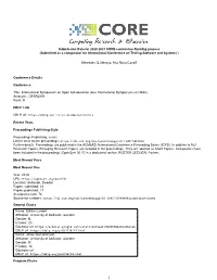 Submission Data for 2020-2021 CORE Conference Ranking Process (Submitted As a Comparator for International Conference on Testing Software and Systems )