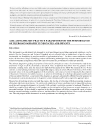 Acr–Aium–Spr–Sru Practice Parameter for the Performance of Neurosonography in Neonates and Infants