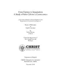 From Fantasy to Imagination a Study of Italo Calvino's Cosmicomics