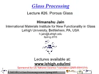 Glass Processing Lecture #26