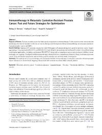Immunotherapy in Metastatic Castration-Resistant Prostate Cancer: Past and Future Strategies for Optimization