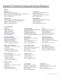 Journal of Vibration Testing and System Dynamics