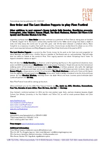 New Order and the Last Shadow Puppets to Play Flow Festival