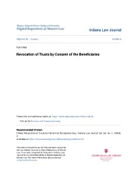Revocation of Trusts by Consent of the Beneficiaries