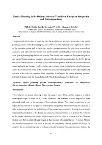 Spatial Planning in the Balkans Between Transition, European Integration and Path-Dependency