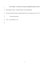 The Function of Secondary Metabolites in Plant Carnivory 1 Christopher R