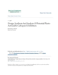 Design, Synthesis and Analysis of Potential Photo-Activatable Cathepsin K Inhibitors" (2017)