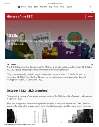 History of the BBC October 1922