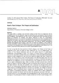 Kant's Third Critique: the Project of Unification