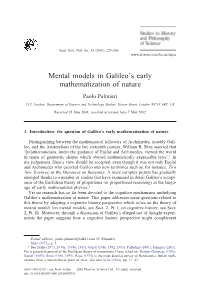 Mental Models in Galileo's Early Mathematization of Nature