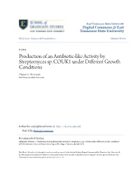 Production of an Antibiotic-Like Activity by Streptomyces Sp. COUK1 Under Different Growth Conditions Olaitan G