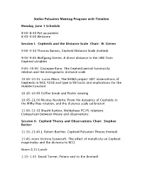 Stellar Pulsation Meeting Program with Timeline Monday, June 1