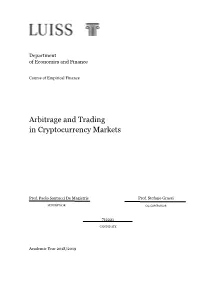 Arbitrage and Trading in Cryptocurrency Markets