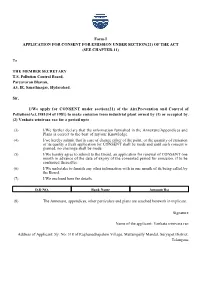 Form-I APPLICATION for CONSENT for EMISSION UNDER SECTION(21) of the ACT (SEE CHAPTER-11)