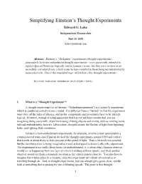 Simplifying Einstein's Thought Experiments