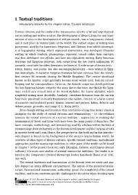 1 Textual Traditions Introductory Remarks by the Chapter Editor, Elisabet Göransson