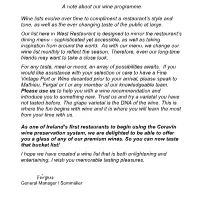 A Note About Our Wine Programme