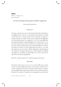 Art As Reasoning. Santayana's Synthetic Approach