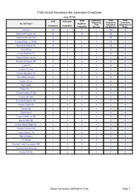FCM Aircraft Operations That Generated Complaints July 2015