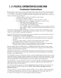 POLITICAL CONTRIBUTION DISCLOSURE FORM Contractor Instructions