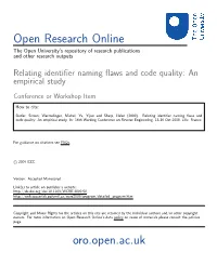 Relating Identifier Naming Flaws and Code Quality