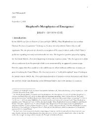 Shepherd's Metaphysics of Emergence