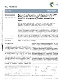 Synthesis and Structure–Activity Relationship of N4-Benzylamine-N2