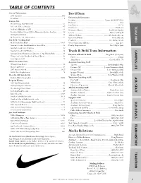TABLE of CONTENTS General Information Devil Data 2007 Schedules
