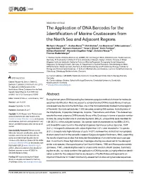 The Application of DNA Barcodes for the Identification of Marine Crustaceans from the North Sea and Adjacent Regions