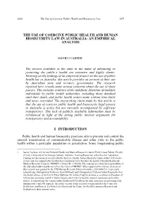 The Use of Coercive Public Health and Human Biosecurity Law in Australia: an Empirical Analysis