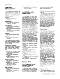 Ada Finifter to Be APSR Editor