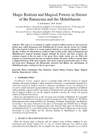 Magic Realism and Magical Powers in Heroes of the Ramayana and the Mahabharata S