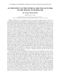 On the Effect of the Internal Friction of Fluids on the Motion of Pendulums