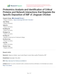 Proteomics Analysis and Identi Cation of Critical Proteins and Network