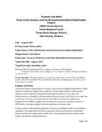 Purpose and Need Pinto Creek Erosion Control Reconstruction