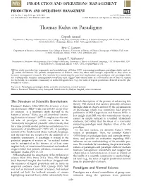 Thomas Kuhn on Paradigms
