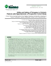 Utility and Safety of Tolvaptan in Cirrhotic Patients with Hyponatremia: a Prospective Cohort Study