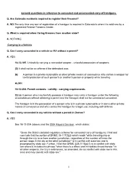 General Questions in Reference to Concealed and Unconcealed Carry of Handguns