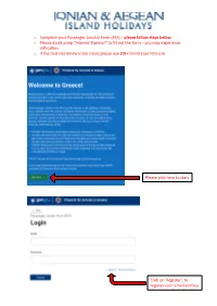 O Complete Your Passenger Locator Form (PLF) – Please Follow Steps Below