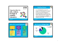 Opportunities for Arts, Culture, Heritage & Creative Industries IETM