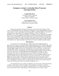 Designing Academic Leadership Minor Programs: Emerging Models
