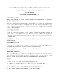 Electromagnetic Theory (3-1-0) Module-I (10 Hours)