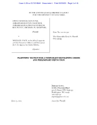 Motion for Temporary Restraining Order