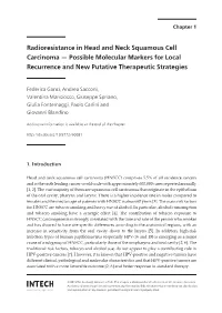 Radioresistance in Head and Neck Squamous Cell Carcinoma — Possible Molecular Markers for Local Recurrence and New Putative Therapeutic Strategies