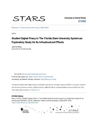 Student Digital Piracy in the Florida State University System:An Exploratory Study on Its Infrastructural Effects
