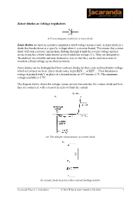 Zener Diodes As Voltage Regulators